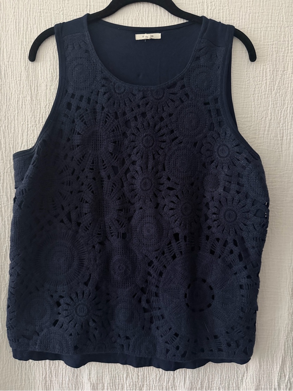Maurices Navy Crochet Overlay Tank Top